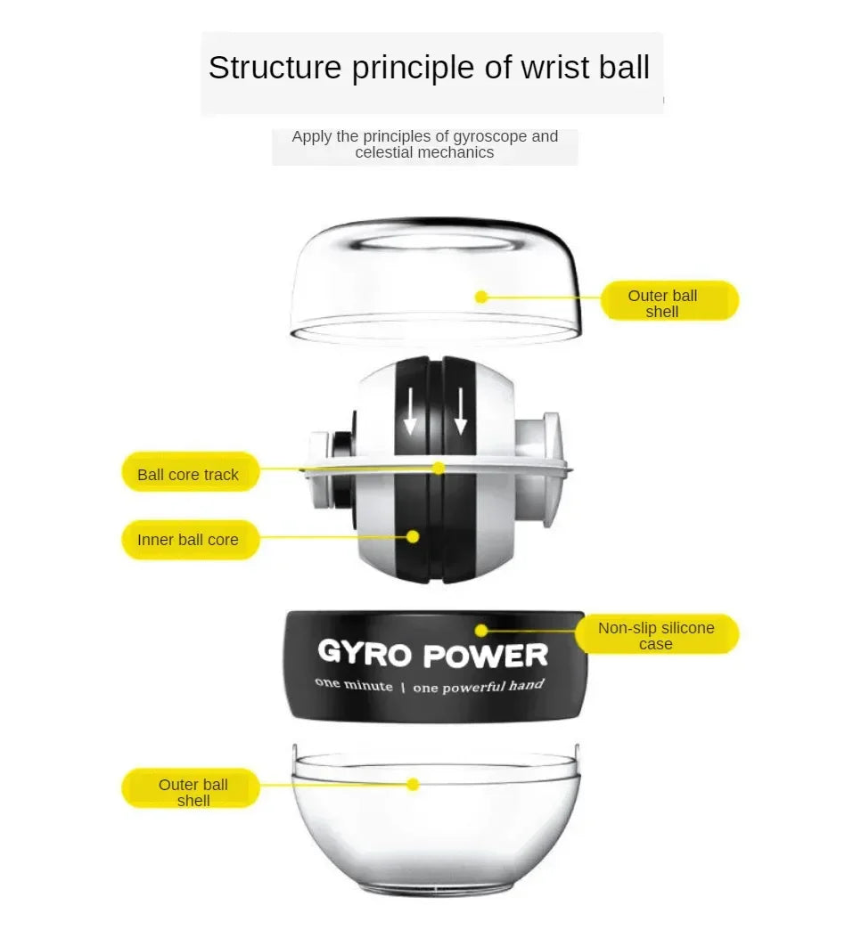 100kg led gyro power ball wrist exerciser for hand and forearm strength - product image