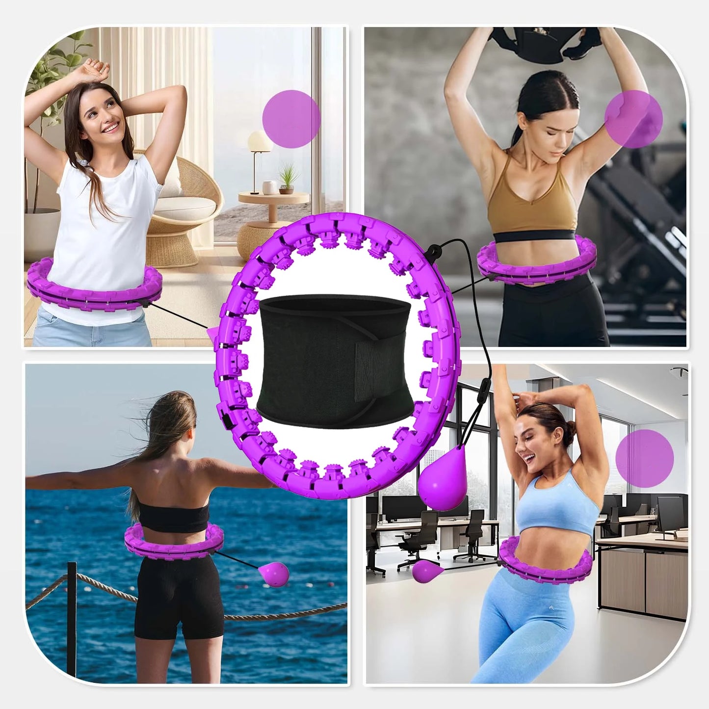 24-section detachable massage fitness ring with adjustable waist protection belt - product image