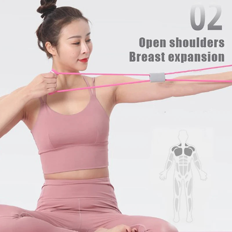 8-shaped resistance band chest expander with thickened foam handles for strength training - product image