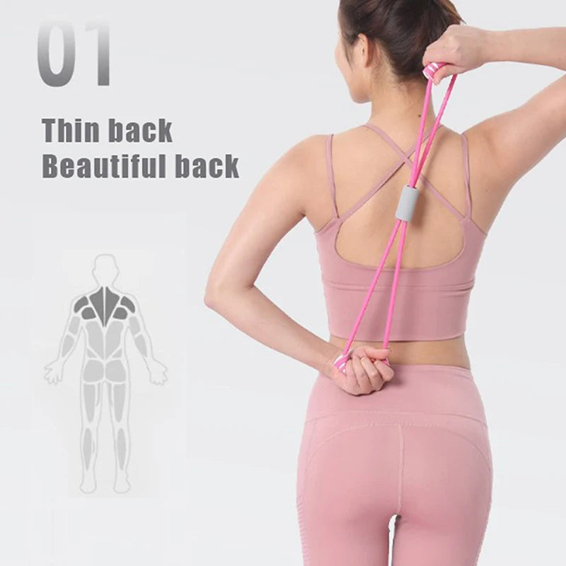 8-shaped resistance band chest expander with thickened foam handles for strength training - product image