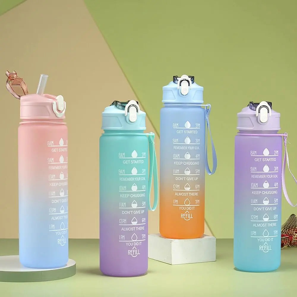 900ml high temperature resistant sports water bottle with silicone straw - product image