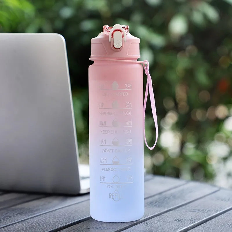 900ml high temperature resistant sports water bottle with silicone straw - product image