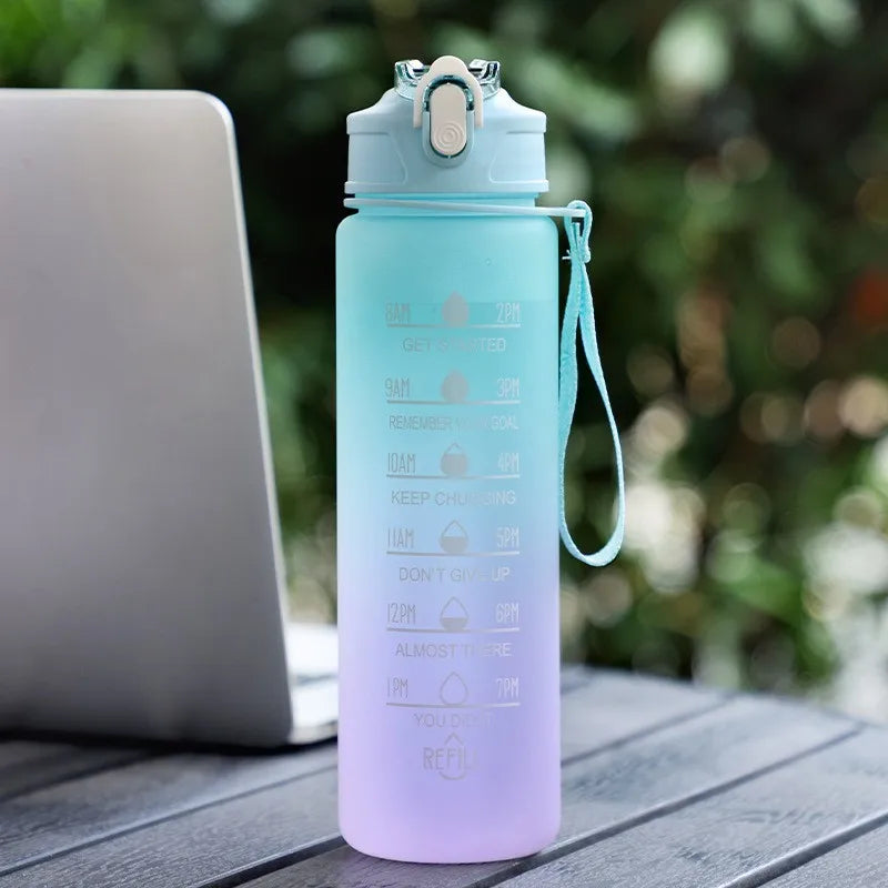 900ml high temperature resistant sports water bottle with silicone straw - product image