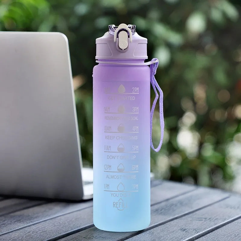 900ml high temperature resistant sports water bottle with silicone straw - product image