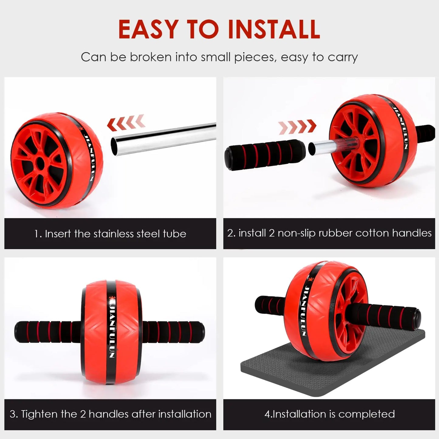 Abs abdominal wheel roller with non-slip handles for home strength training - product image
