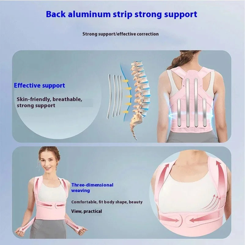 Adjustable back brace and posture corrector with breathable mesh and abs support - product image