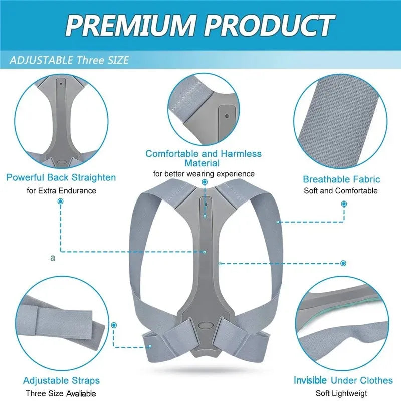 Adjustable back support posture corrector belt for shoulder and lumbar alignment - product image