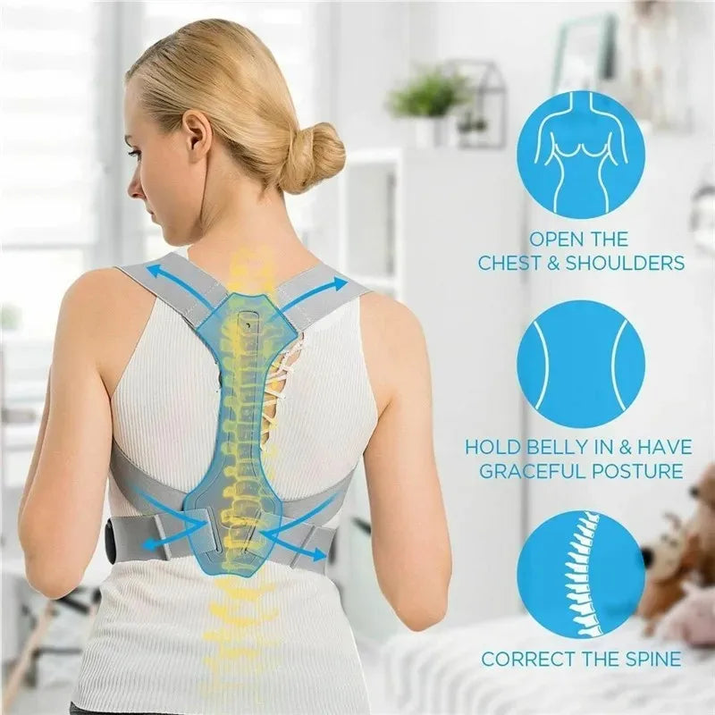 Adjustable back support posture corrector belt for shoulder and lumbar alignment - product image