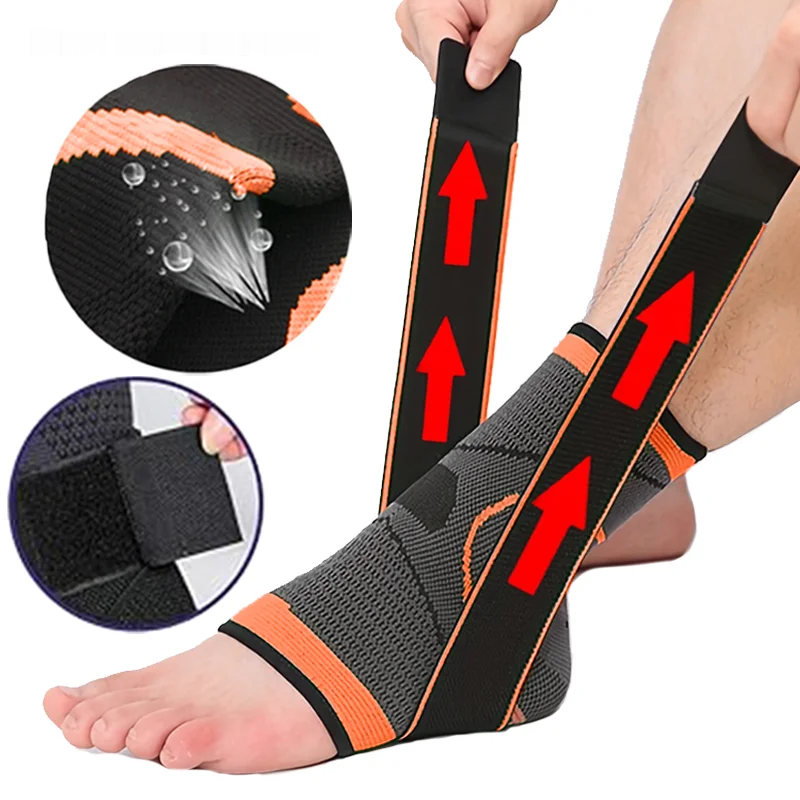 Adjustable compression ankle support brace with non-slip design for sports protection - product image
