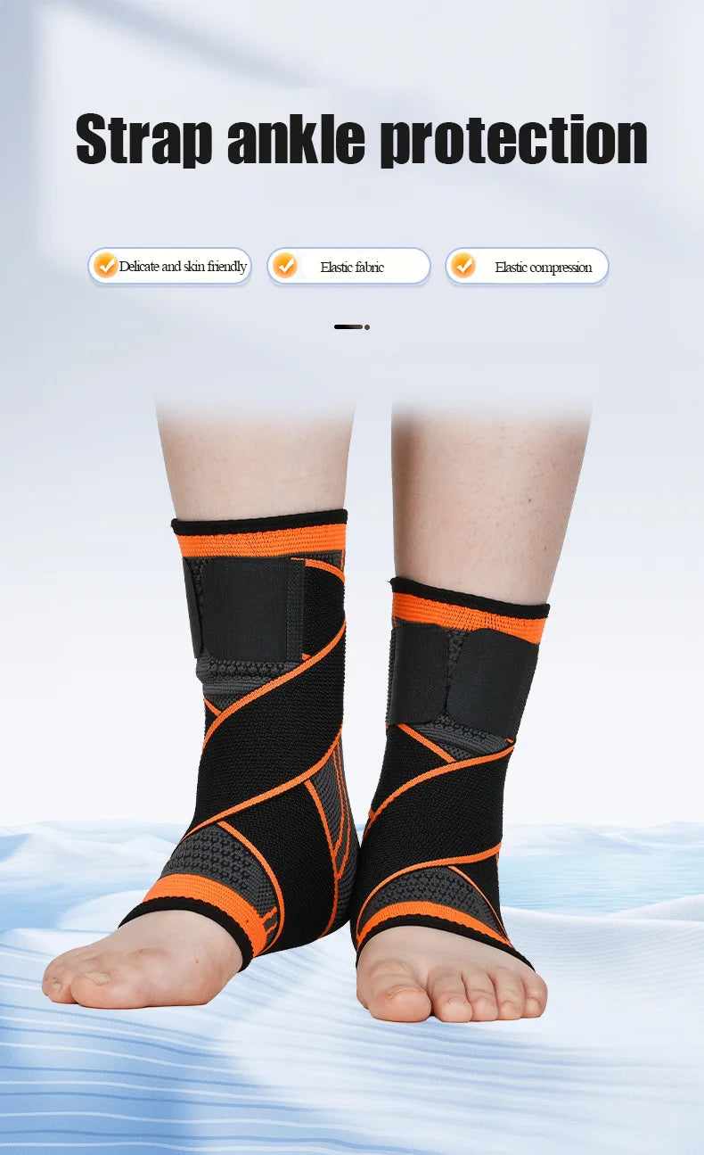 Adjustable compression ankle support brace with non-slip design for sports protection - product image