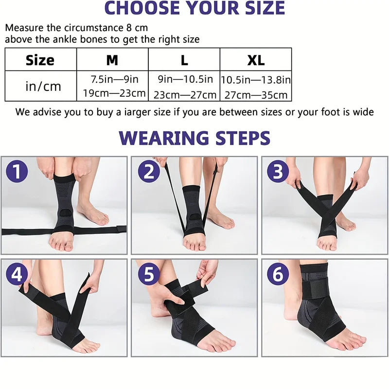 Adjustable compression ankle support brace with non-slip design for sports protection - product image