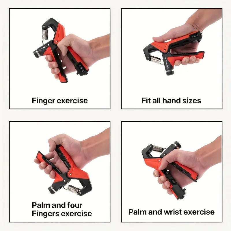 Adjustable grip strength trainer with digital counter and anti-slip handle - product image