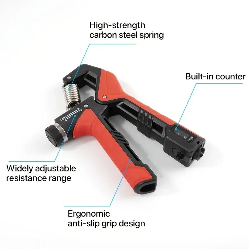 Adjustable grip strength trainer with digital counter and anti-slip handle - product image