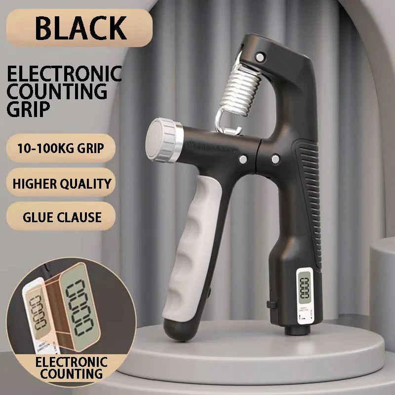 Adjustable grip strength trainer with electronic counting and non-slip tpr handle - product image
