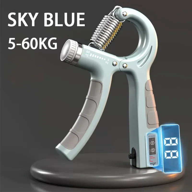 Adjustable hand grip strengthener with mechanical counter 5-60kg resistance - product image