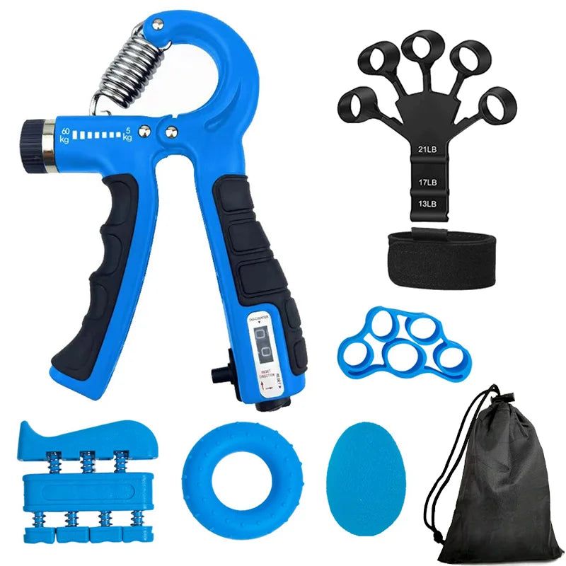 Adjustable hand grip strengthener with mechanical counter 5-60kg resistance - product image