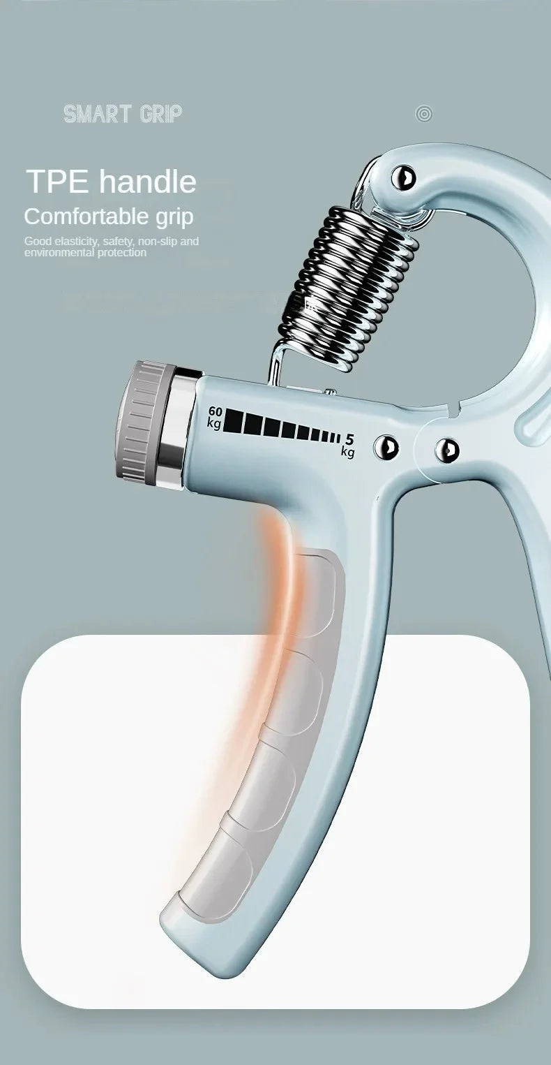 Adjustable hand grip strengthener with mechanical counter 5-60kg resistance - product image