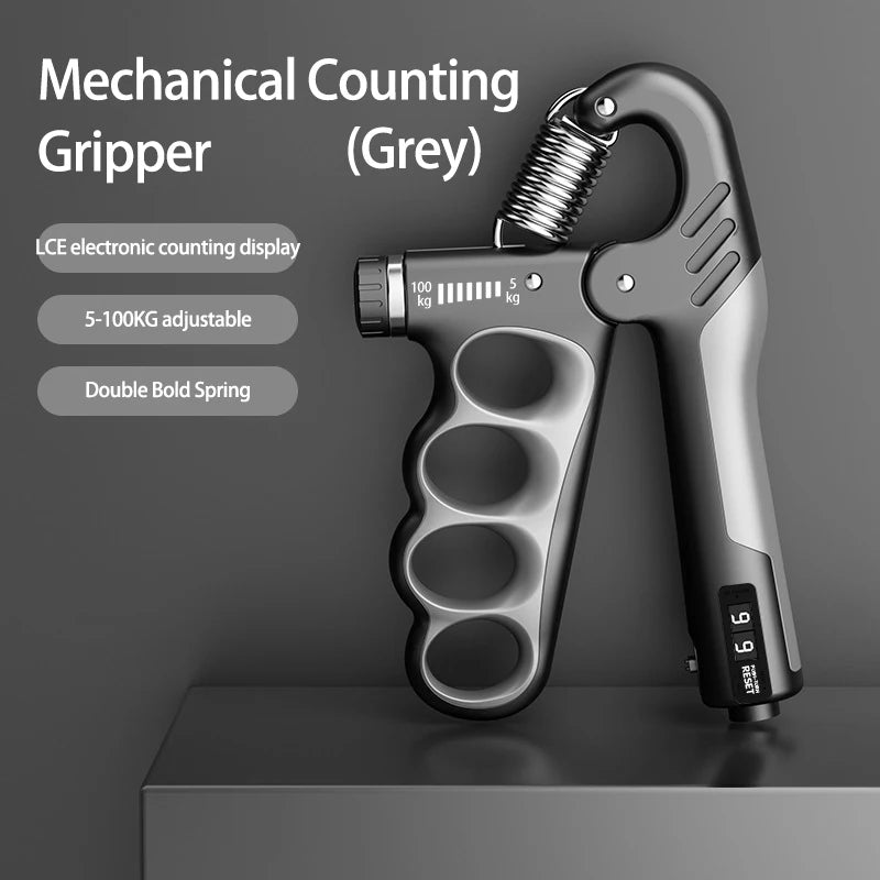 Adjustable hand grip strengthener with mechanical counting stainless steel spring - product image