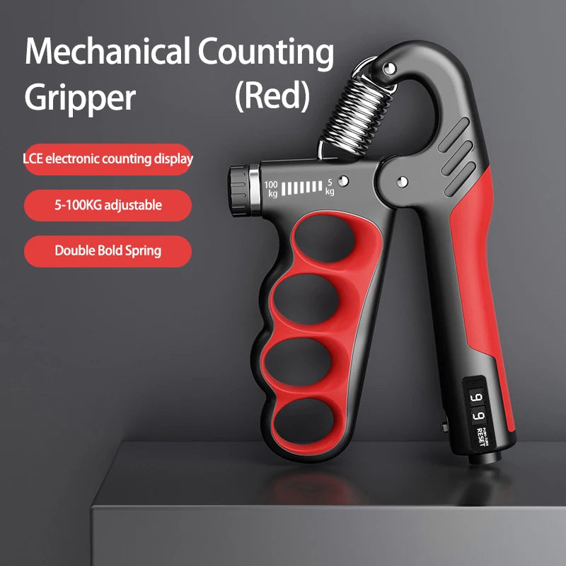 Adjustable hand grip strengthener with mechanical counting stainless steel spring - product image
