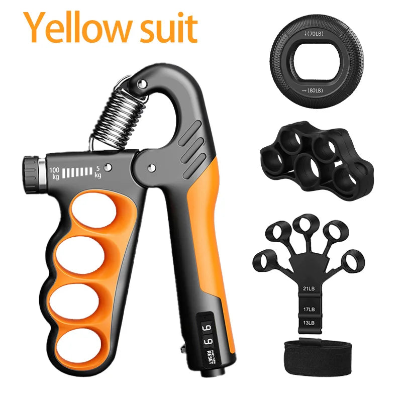 Adjustable hand grip strengthener with mechanical counting stainless steel spring - product image