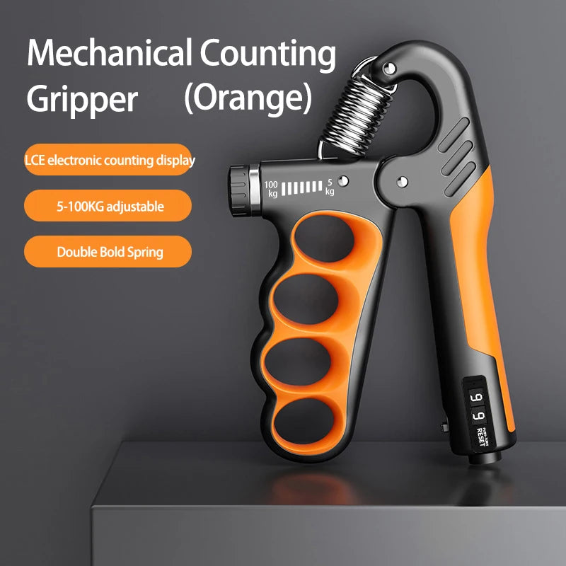 Adjustable hand grip strengthener with mechanical counting stainless steel spring - product image