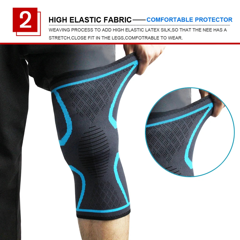 Adjustable polyester knee brace sleeve with dual elastic straps for support - product image