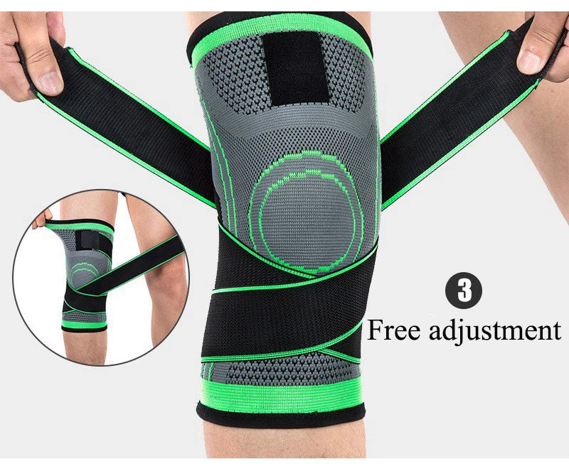 Adjustable polyester knee brace sleeve with dual elastic straps for support - product image
