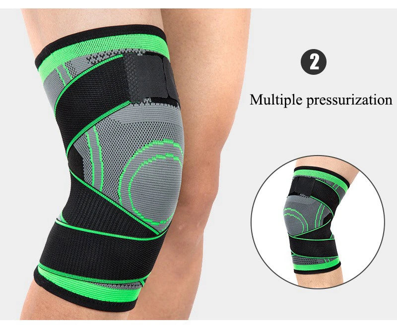 Adjustable polyester knee brace sleeve with dual elastic straps for support - product image