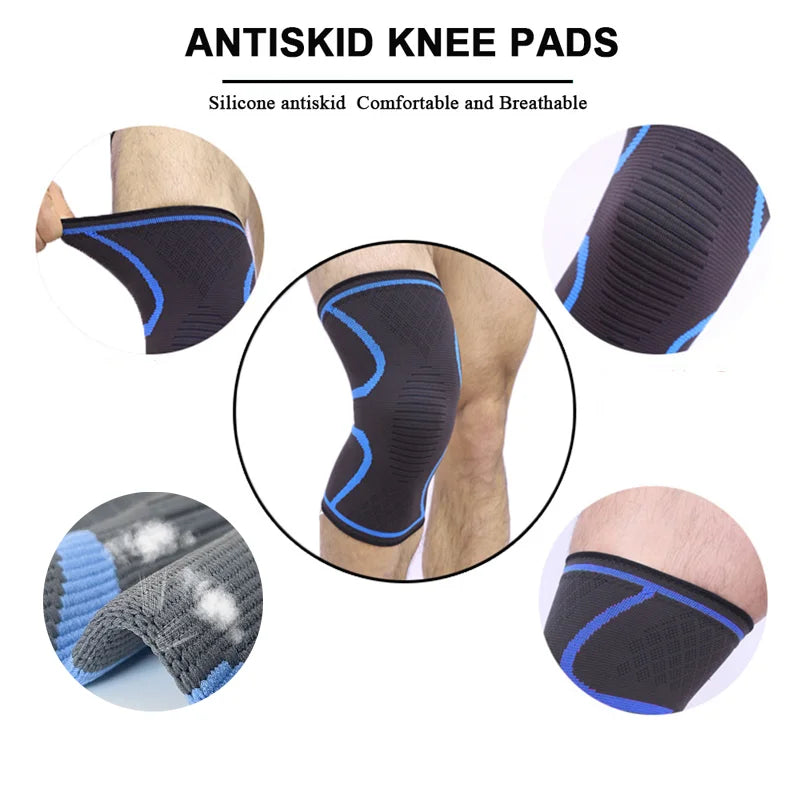 Adjustable polyester knee brace sleeve with dual elastic straps for support - product image