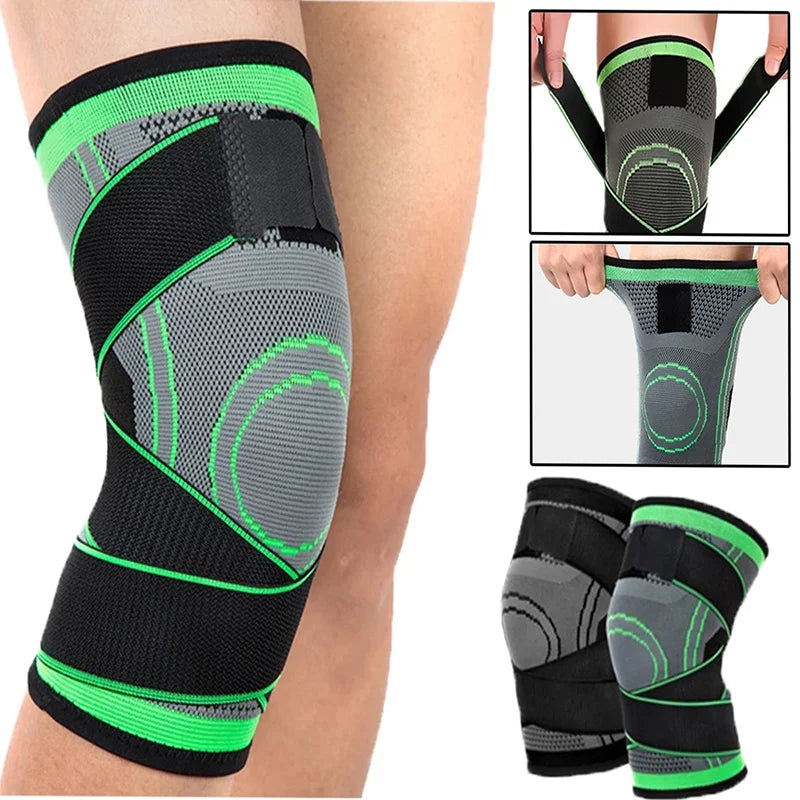Adjustable polyester knee brace sleeve with dual elastic straps for support - product image