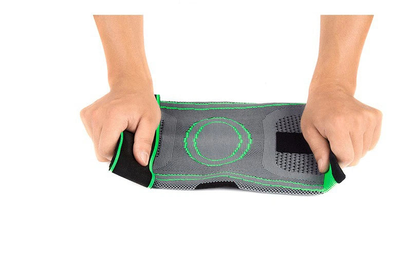 Adjustable polyester knee brace sleeve with dual elastic straps for support - product image