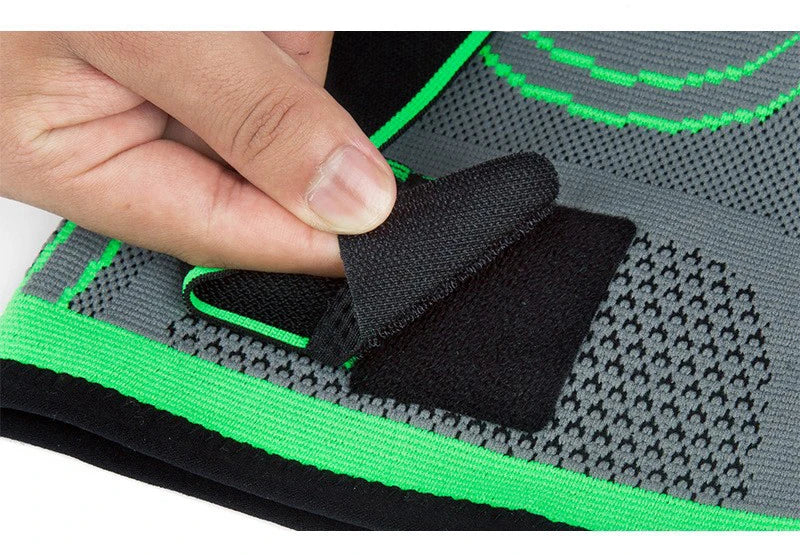 Adjustable polyester knee brace sleeve with dual elastic straps for support - product image