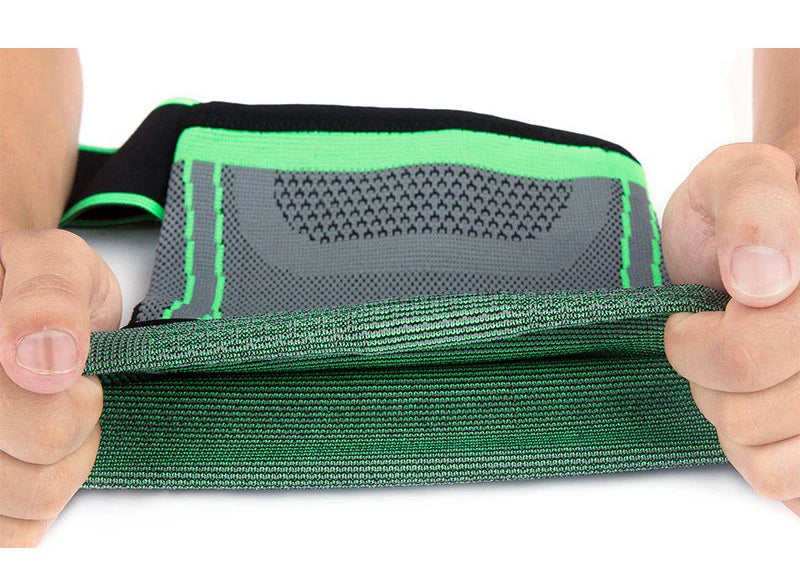 Adjustable polyester knee brace sleeve with dual elastic straps for support - product image