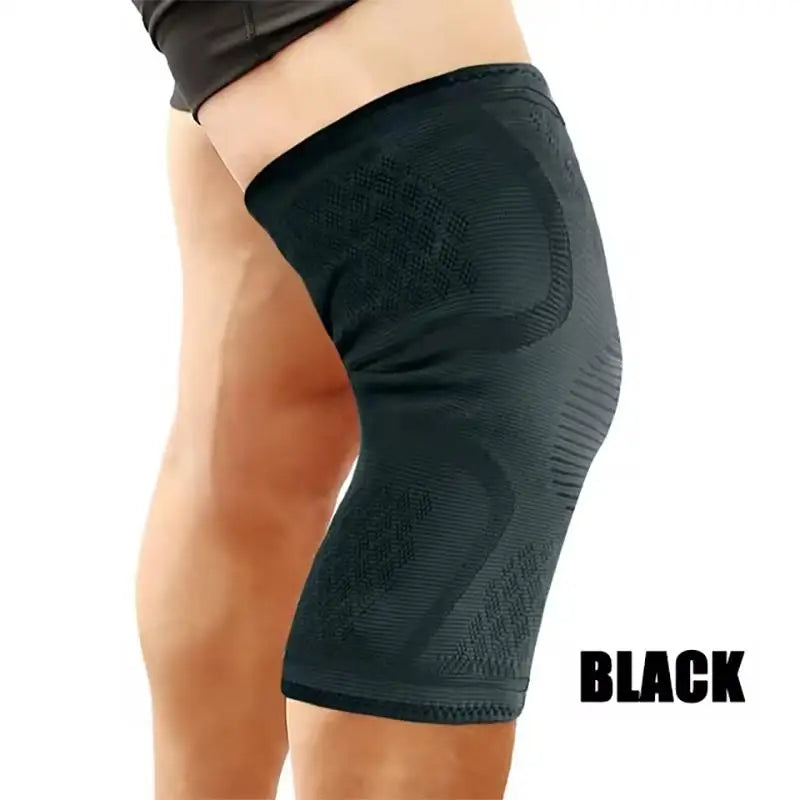 Adjustable polyester knee brace sleeve with dual elastic straps for support - product image