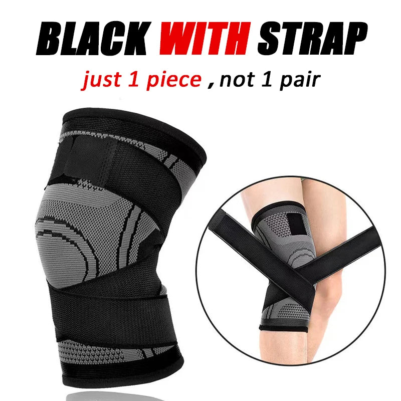 Adjustable polyester knee brace sleeve with dual elastic straps for support - product image
