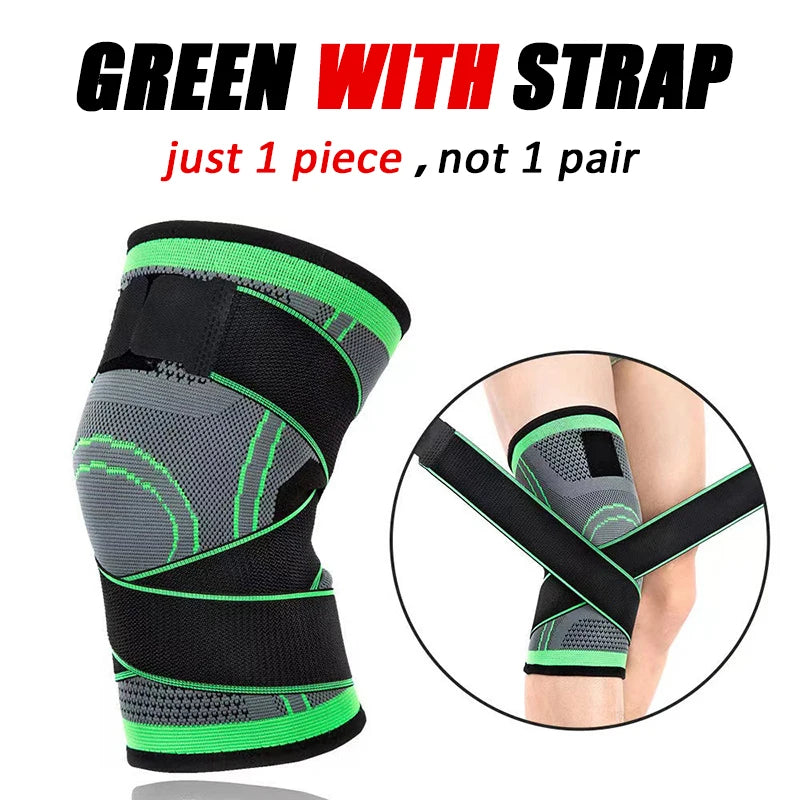 Adjustable polyester knee brace sleeve with dual elastic straps for support - product image