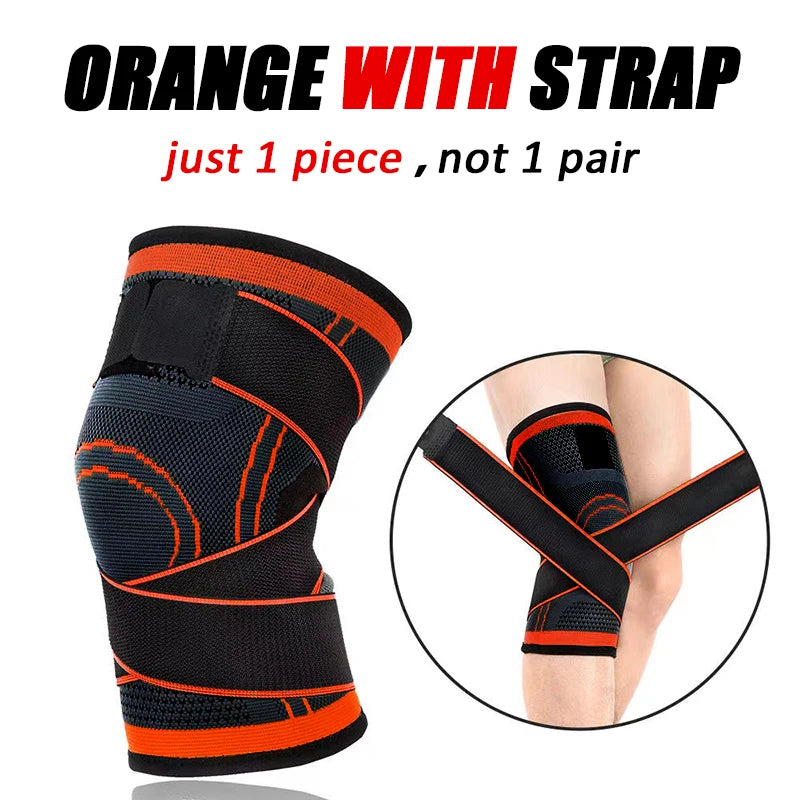 Adjustable polyester knee brace sleeve with dual elastic straps for support - product image
