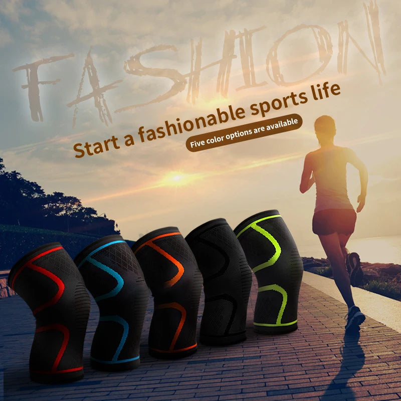 Adjustable polyester knee brace sleeve with dual elastic straps for support - product image