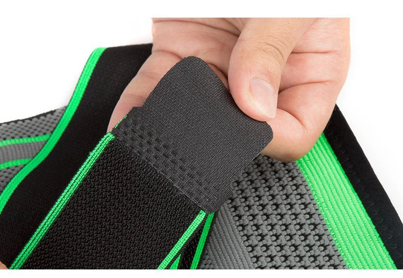 Adjustable polyester knee brace sleeve with dual elastic straps for support - product image