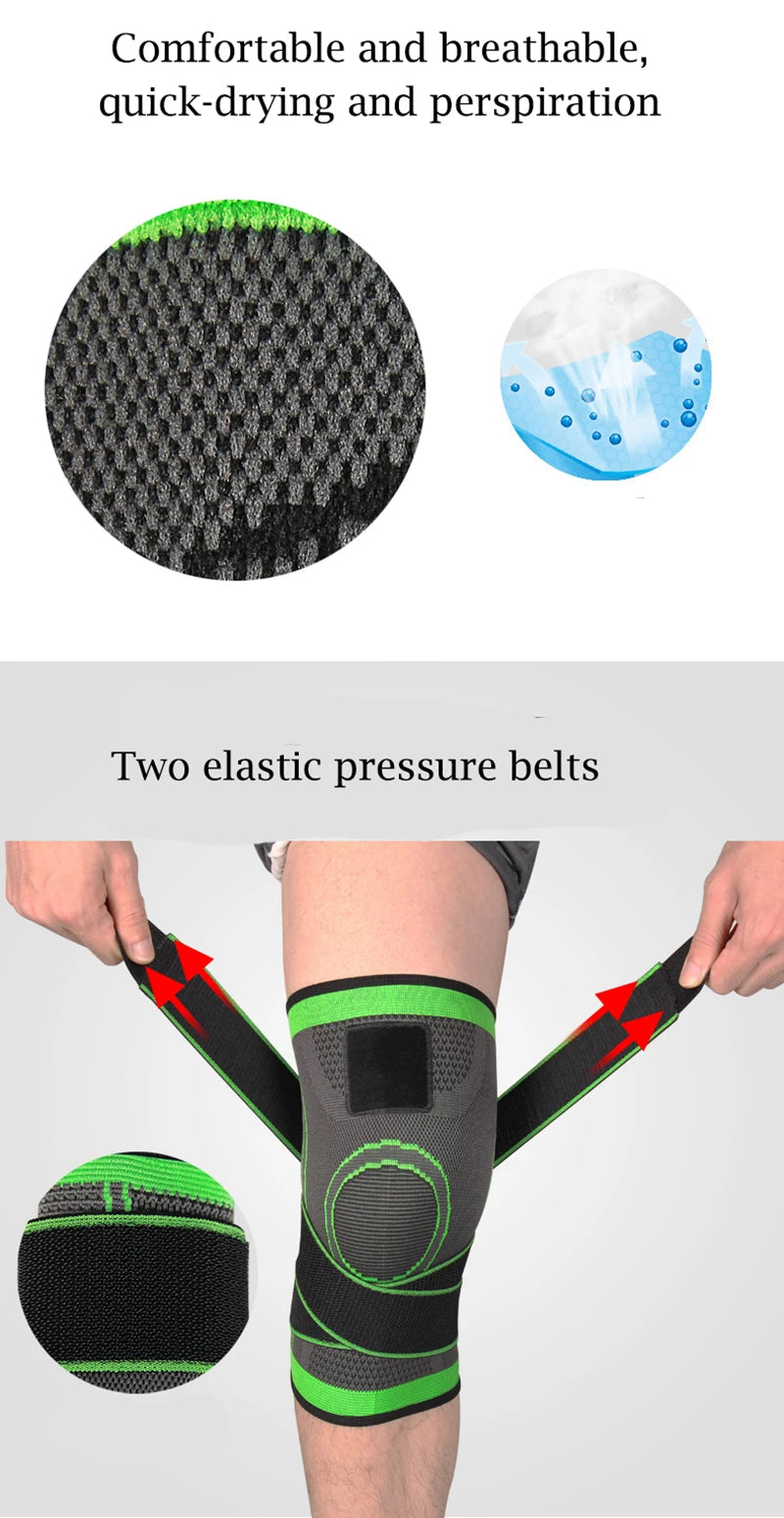 Adjustable polyester knee brace sleeve with dual elastic straps for support - product image