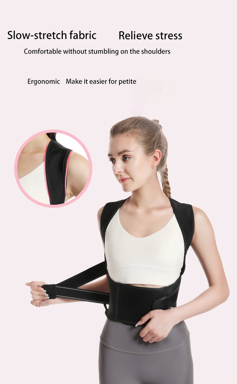 Adjustable posture corrector back support shoulder belt with velcro strap - product image