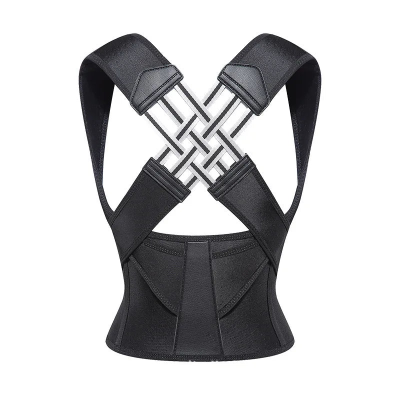 Adjustable posture corrector back support shoulder belt with velcro strap - product image