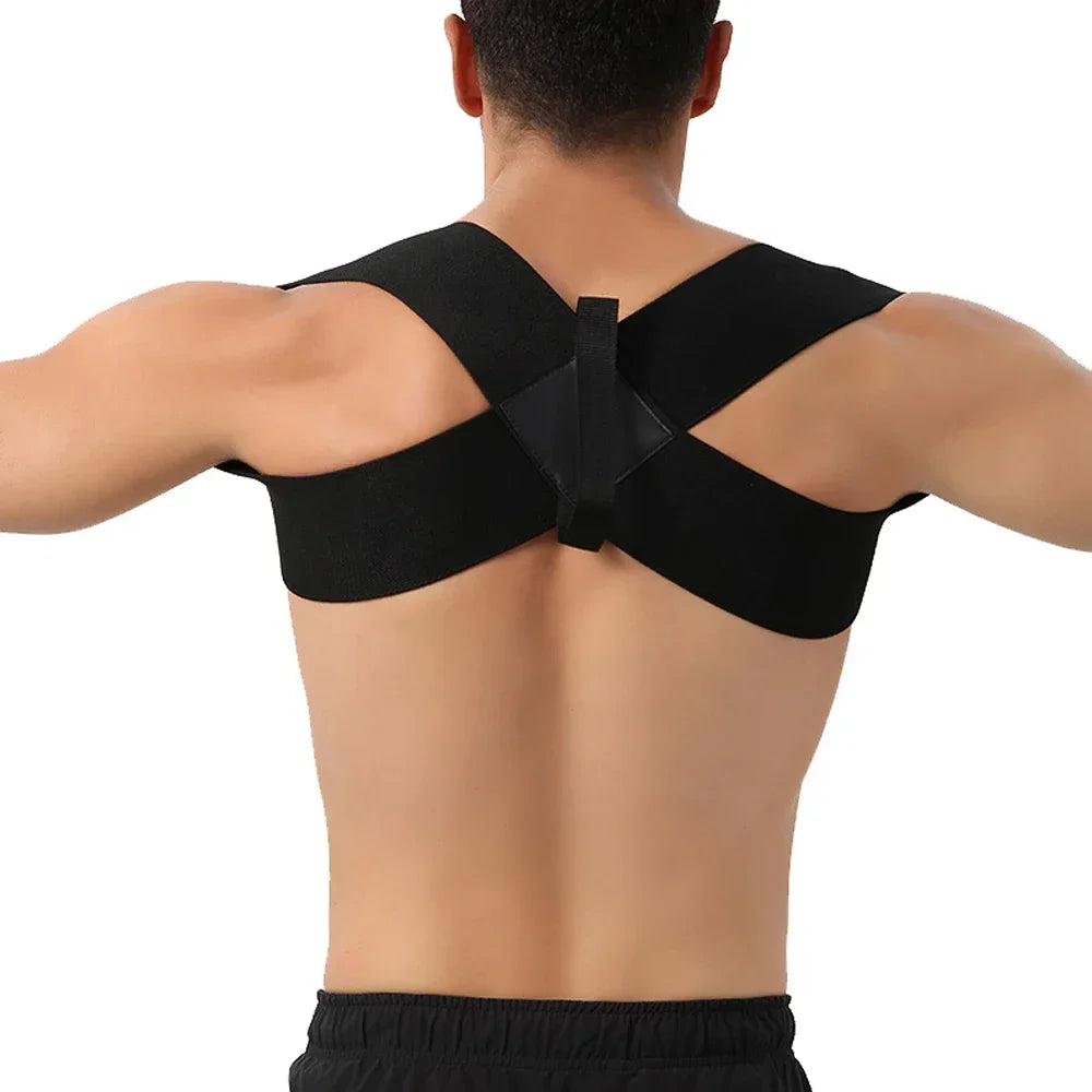 Adjustable posture corrector brace for upper back, neck, shoulder, and clavicle support - product image