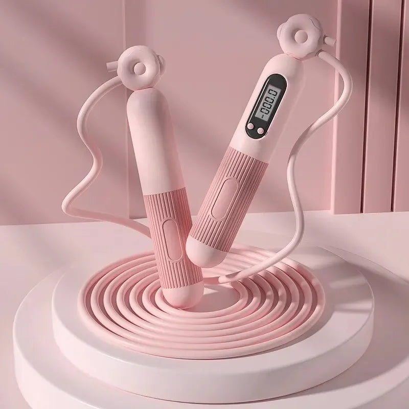 Adjustable skipping rope with digital counter for fitness and weight loss - product image