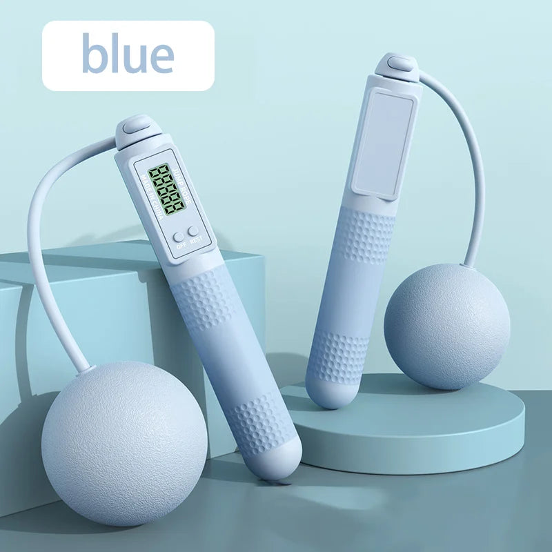 Adjustable skipping rope with digital counter for fitness and weight loss - product image