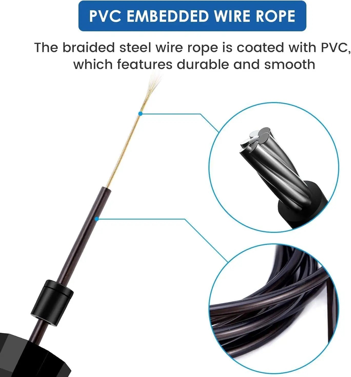 Adjustable tangle-free steel wire speed jump rope with foam handles - product image