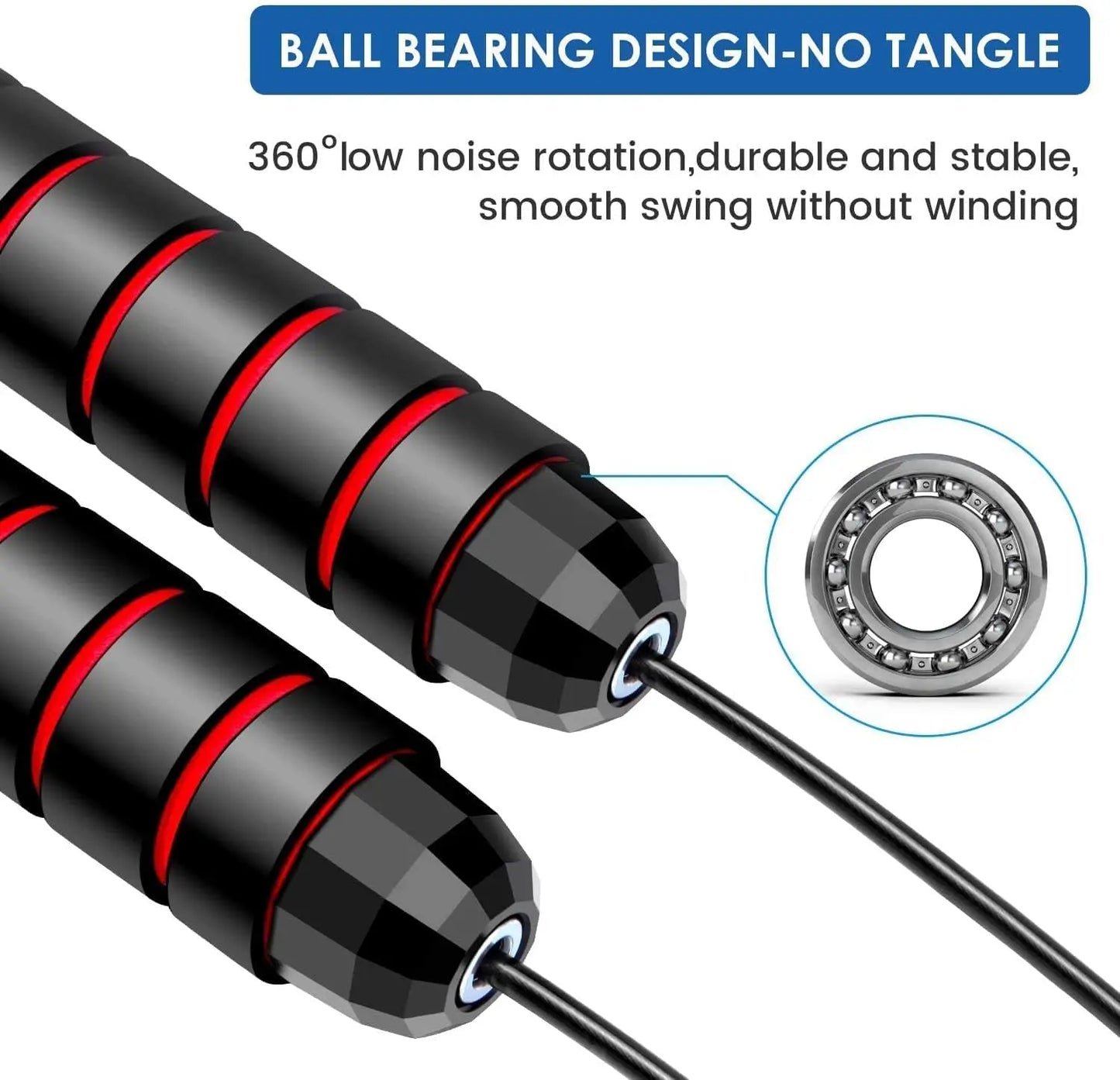 Adjustable tangle-free steel wire speed jump rope with foam handles - product image