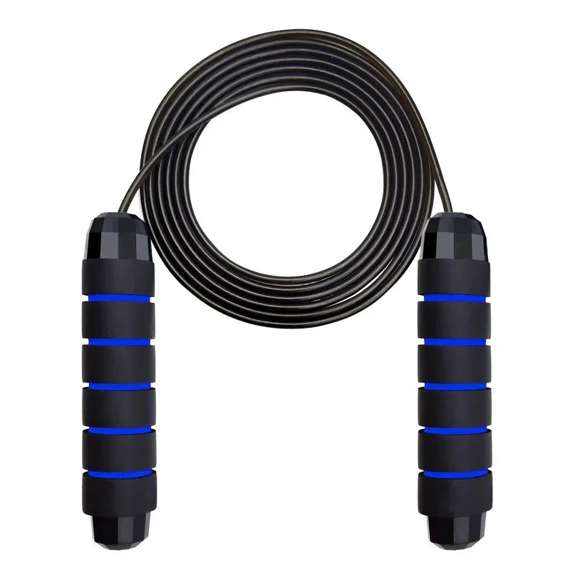 Adjustable tangle-free steel wire speed jump rope with foam handles - product image