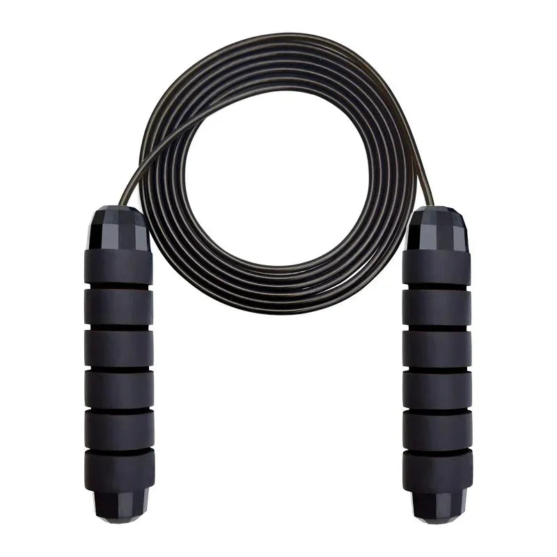Adjustable tangle-free steel wire speed jump rope with foam handles - product image