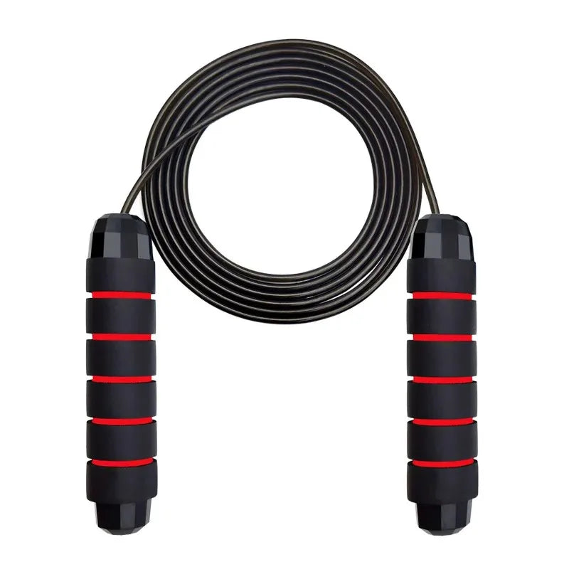 Adjustable tangle-free steel wire speed jump rope with foam handles - product image
